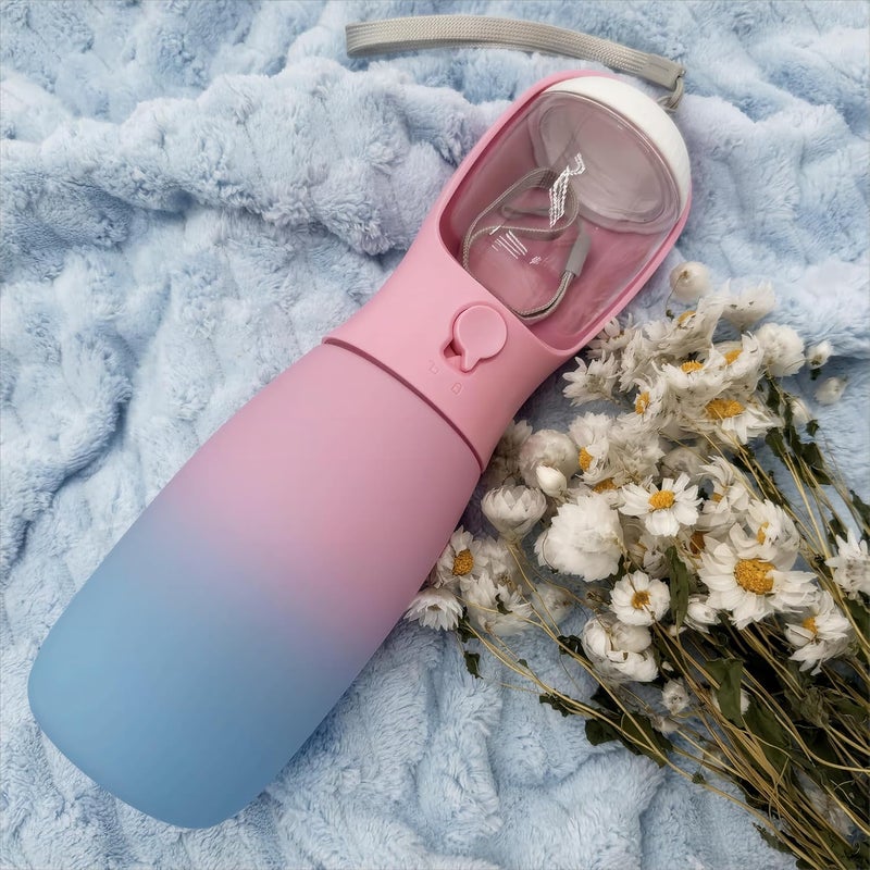 MITOCAPY Dog Water Bottle with Food Container, 19Oz Large Capacity Portable Dog Water Bowl Dispenser, Food Grade New Puppy Essentials & Chihuahua Dog Accessories for Hiking Walking Traveling - Image 2